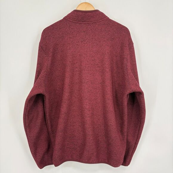 Eddie Bauer Mens Snap Pullover Fleece Sweater Long Sleeve Red Heather Size Large - Picture 2 of 9